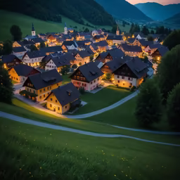 Alpine Village at Dusk