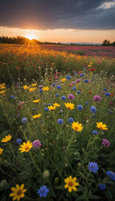 Wildflower Meadow at Sunset