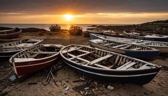 Abandoned Boats at Sunset Abandoned Boats at Sunset