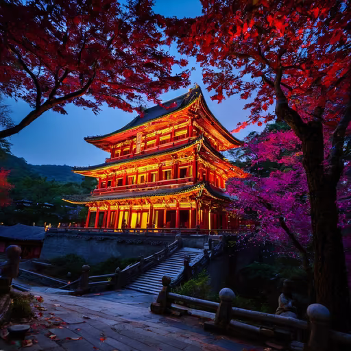 Japanese Temple at Night