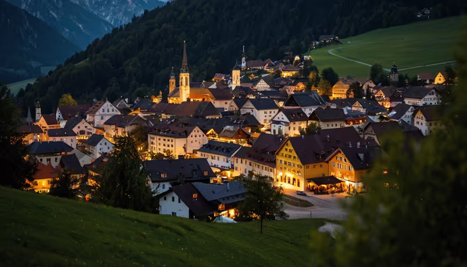 Alpine Village at Dusk