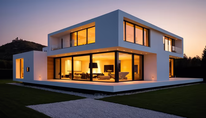 Modern Home at Dusk