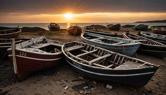 Abandoned Boats at Sunset Abandoned Boats at Sunset