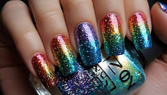 Rainbow Glitter Nails