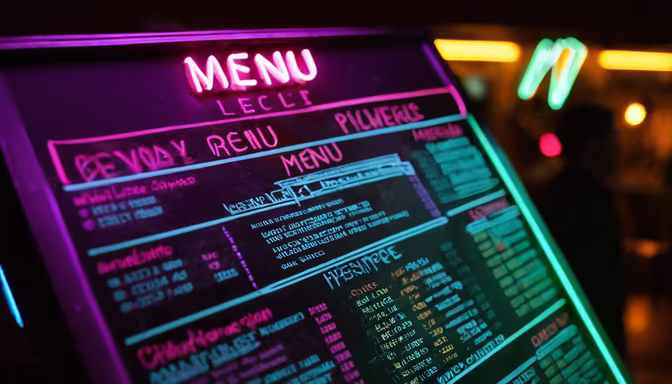 Neon Menu Board