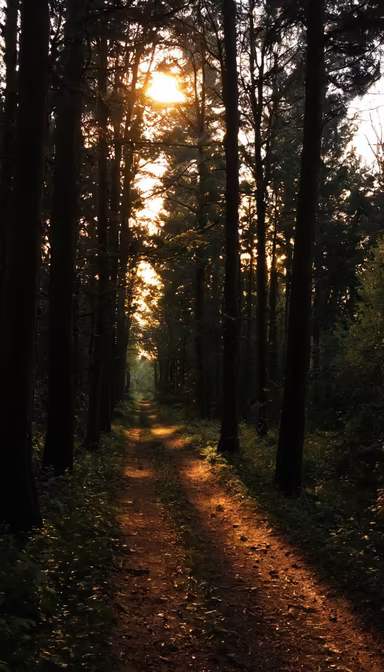 Forest Path at Sunset