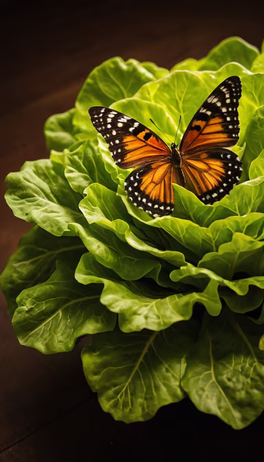 Butterfly on Lettuce Butterfly on Lettuce