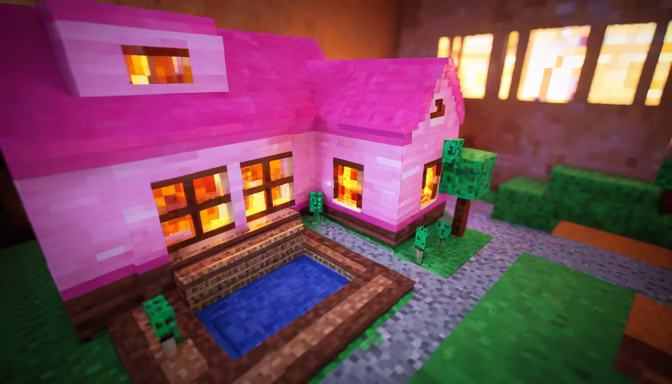 Pink Minecraft Dream House