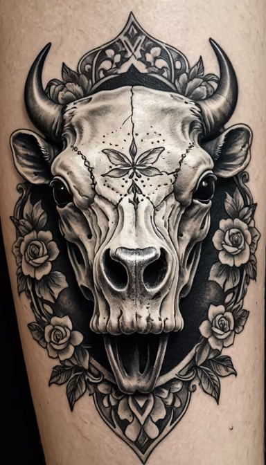 Floral Bull Skull