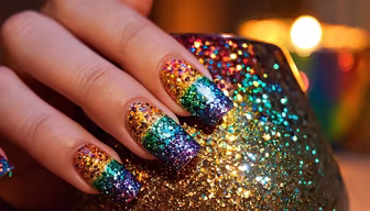 Rainbow Glitter Nails Rainbow Glitter Nails