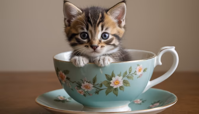 Tea Time Kitten