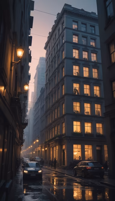 City Lights After Rain