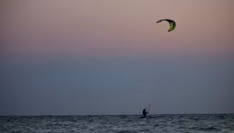 Kitesurfing at Dusk