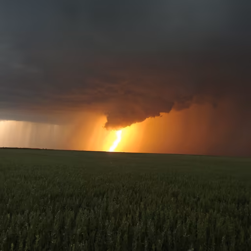 Stormy Sunset Over the Fields