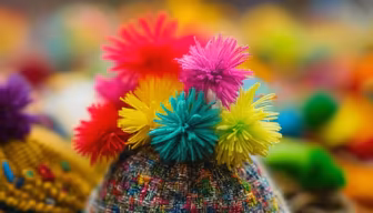 Colorful Pom-Pom Hats Colorful Pom-Pom Hats