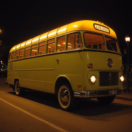 Vintage Bus at Night