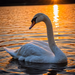 Swan at Sunset