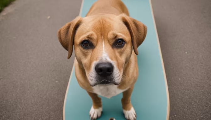 Skateboarding Pup