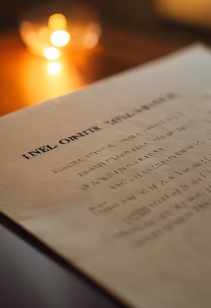 Menu by Candlelight