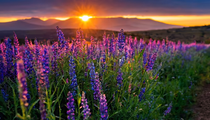 Lavender Field at Sunset