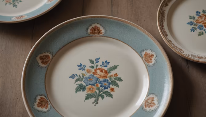 Vintage Floral Plates