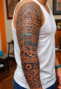 Full Sleeve Tribal Tattoo