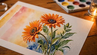 Watercolor Sunflowers