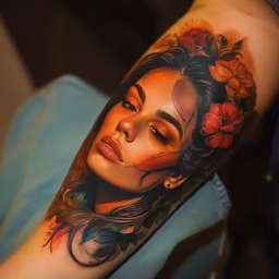 Floral Portrait Tattoo