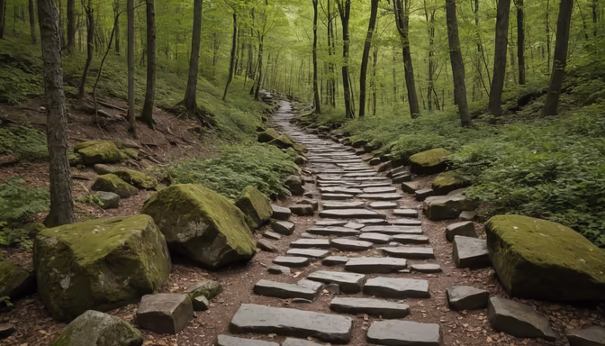 Stone Path Through the Woods