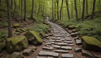 Stone Path Through the Woods Stone Path Through the Woods