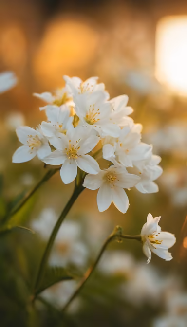 White Flowers at Sunset White Flowers at Sunset