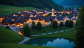 Idyllic Village at Dusk