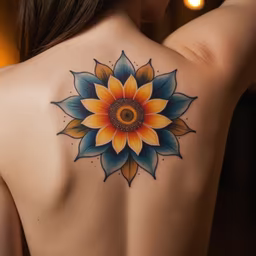 Sunflower Back Tattoo