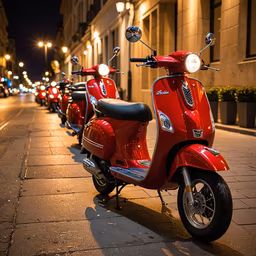 Red Scooters at Night Red Scooters at Night