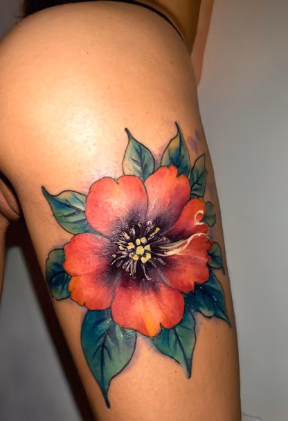 Floral Thigh Tattoo Floral Thigh Tattoo