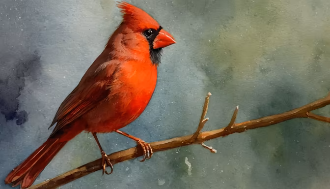 Cardinal on a Branch