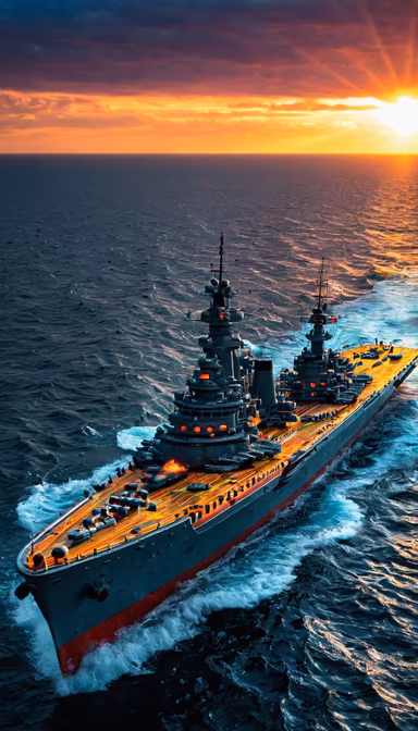 Battleship at Sunset Battleship at Sunset