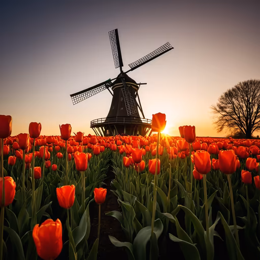 Tulip Fields at Sunset