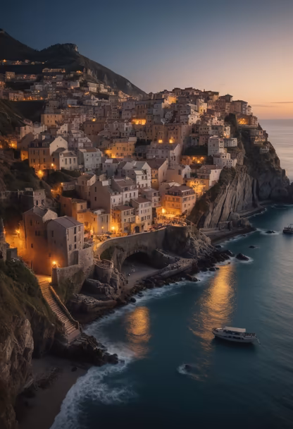 Coastal Village at Dusk Coastal Village at Dusk