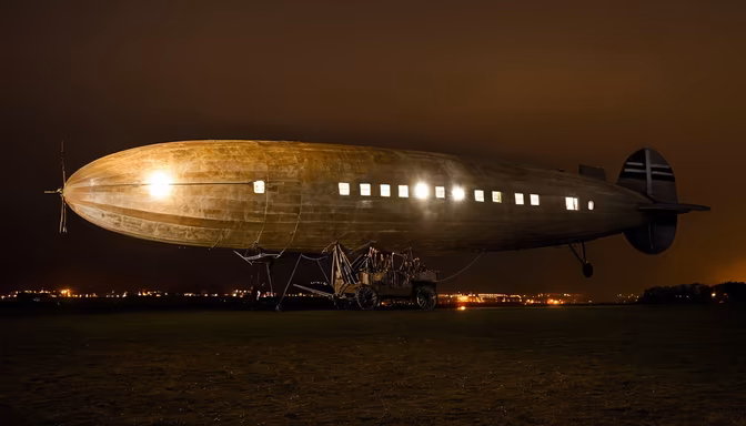 Vintage Airship at Night