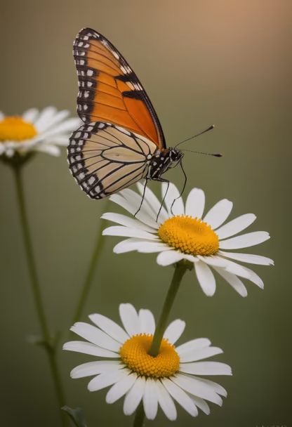 Butterfly on Daisies