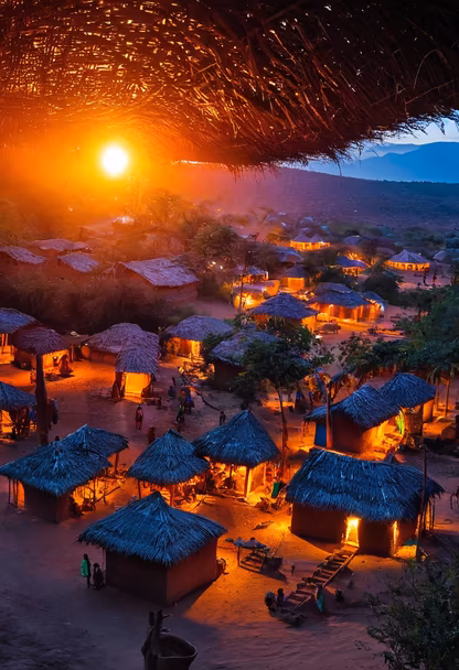 Village at Dusk Village at Dusk