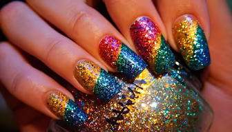 Rainbow Glitter Nails Rainbow Glitter Nails