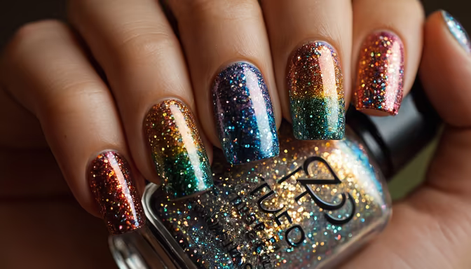 Rainbow Sparkle Nails